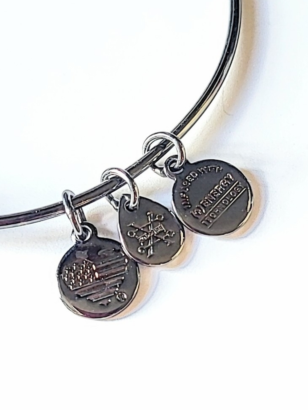 Resting Witch Face Alex and Ani Bracelet in Gunmetal Gray - Picture 2 of 6